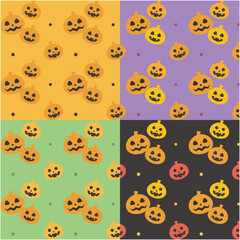 ハロウィン ジャックオーランタンのカラフルなパターンセット