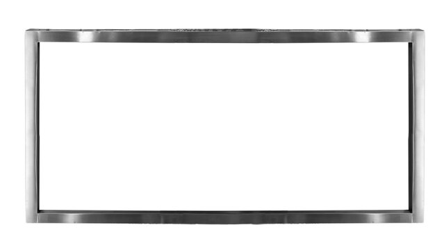 Photo banner display stainless steel frame. The design is clean and contemporary, featuring a large, rectangle banner area with a thin black border and center transparent space