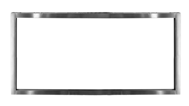 Photo banner display stainless steel frame. The design is clean and contemporary, featuring a large, rectangle banner area with a thin black border and center transparent space