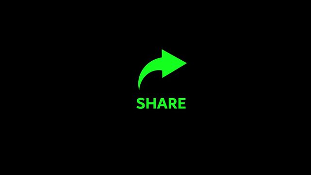 share button animation button on black background,Click on share button.