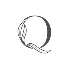 Floral Letter Q Monogram Logo Design