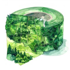 US map of forests wrapped in green tape