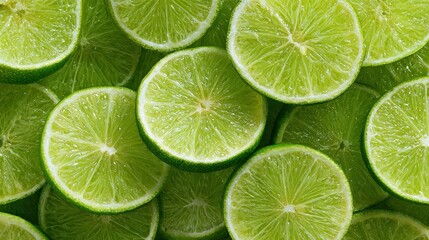 Green Lime Slices Arranged in a Seamless Background Pattern
