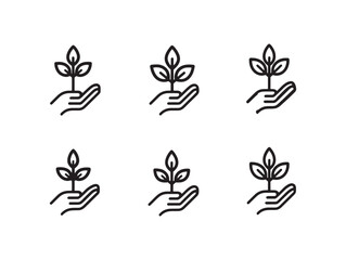 Hand holding tree seedling caring for nature environment