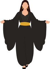 Traditional Turkish woman in Ottoman harem dress isolated on transparent background