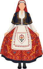 Turkish woman in Anatolian village traditional dress isolated on transparent background