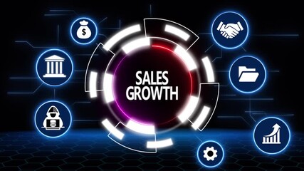 Digital concept of sales growth with icons for finance partnership and data analysis business strategy - Powered by Adobe