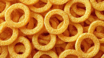 Abundant crispy golden fried onion rings in a seamless pattern.