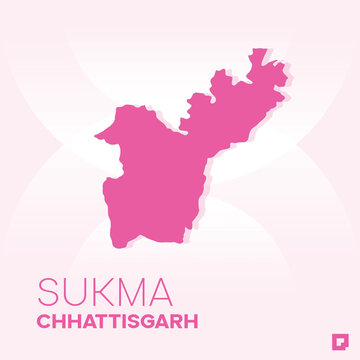 Sukma District Map, Chhattisgarh, India &ndash; Editable Vector Outline.