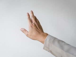 Businessman finger touching, hand clicking gesture.