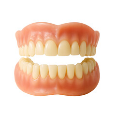 Realistic complete dentures for dental care and oral health concepts