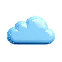 A light-blue, glossy, 3D-rendered cloud icon, smooth and cartoonish in style, suggesting digital storage or weather