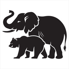 Elephant silhouette vector illustration of wild animal design for safari and nature themes
