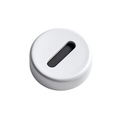 White circular object with a vertical rectangular cutout.  Smooth, matte finish. Possibly a cover or cap