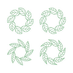 Green natural aesthetic leaves line art decoration