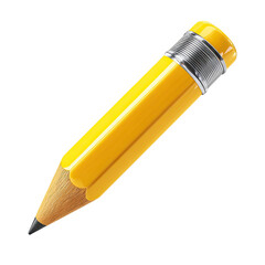 A bright yellow pencil with a sharpened graphite tip and a metallic eraser lies at a slight angle