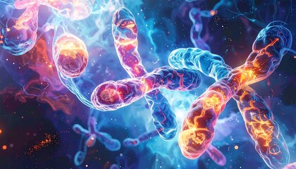 Abstract DNA strands in vibrant colors