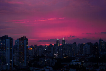 Fototapeta premium Sunset sky in the city 