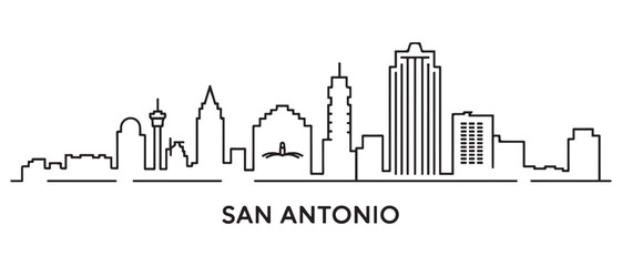 Obraz premium San Antonio Line Art skyline silhouette. Black San Antonio city. with white background