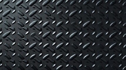 Seamless Dark Metal Diamond Plate Texture with Anti-Slip Raised Oval Pattern