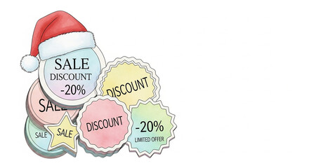 Discount stickers with Christmas hat for Black Friday sales  