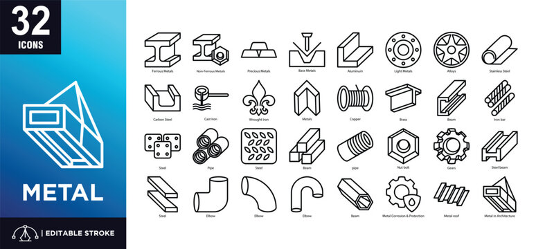 Metal line icon set