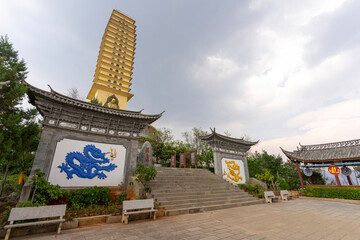 Luoquan Pagoda with blue sky in Dali, China