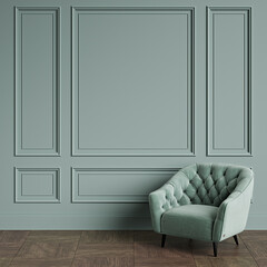 Classic armchair  in classic interior with copy space