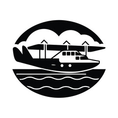 Amphibious Plane Lake Transport Background Icon