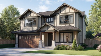 Beige exterior craftsman home
