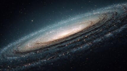 Fototapeta premium Stunning view of a majestic spiral galaxy sparkling with countless stars in deep space.