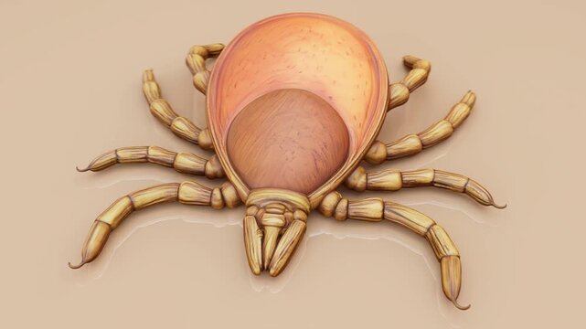 Conceptual 3D animation of a tick parasite