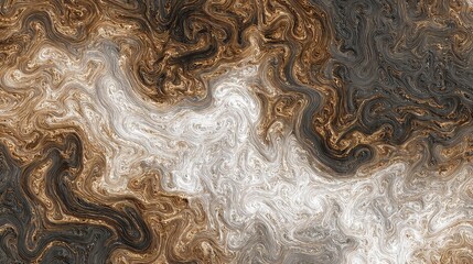 Abstract Turbulent Swirling Texture with Golden and Grey Tones
