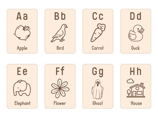 Alphabet flash card with illustration	
