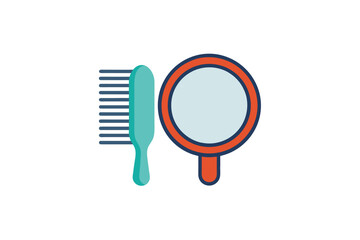 vector illustration of a comb amd miror