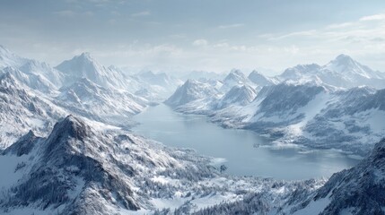 Fototapeta premium Snowy mountain landscape