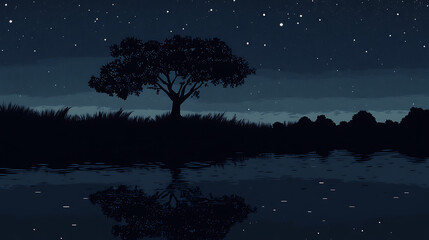 sunset over lake at night with trees and mountains