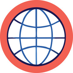 Stylized globe icon representing global connection and the internet network simple circular design for digital and communication concepts