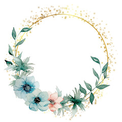 Watercolor flowers wreath vector for design.