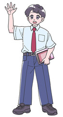 夏服の制服を着た男子生徒のイラスト