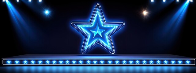 Stage with glowing blue star