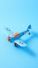 an airplane toy in a blue background