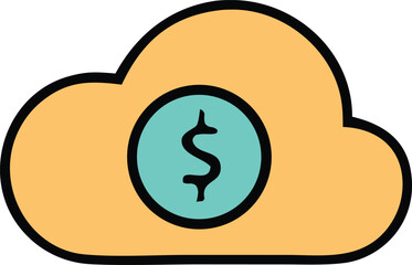 Golden cloud icon with teal dollar sign symbol representing financial services digital cloud computing and online banking