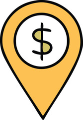 Money location pin icon showing dollar symbol represents financial destination or investment opportunity iconography