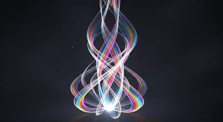 Luminous intertwined ribbons create a mesmerizing abstract graphic effect
