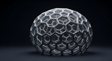 Abstract cellular structure with hexagonal pattern on dark