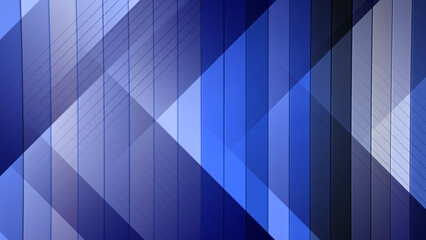 An abstract blue corporate background with a modern geometric pattern of layered stripes and panels