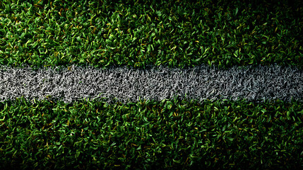White Line on Dark Green Artificial Turf
