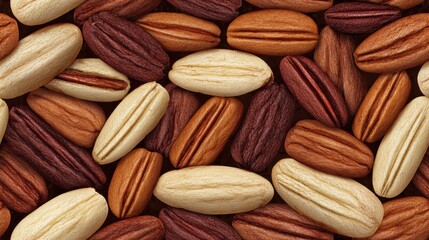 Close Up of Mixed Light and Dark Pecan Nuts Seamless Texture