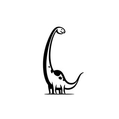 Obraz premium Diplodocus. Diplodocus simple black and white line art vector logo